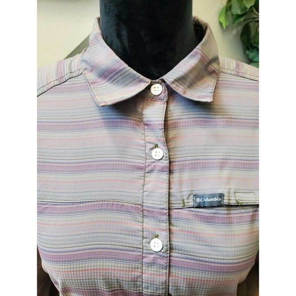 Columbia Women's Gray Polyester Collared Long Sleeve Buttons Down Casual Shirt M - Picture 3 of 10